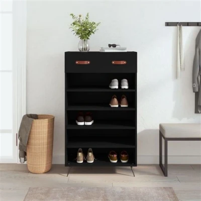 Afbeelding van Schoenenkast 60x35x105 cm bewerkt hout zwart