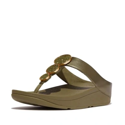 Afbeelding van FitFlop Halo Bead Circle Metallic Toe Post Sandals GROEN Maat 37