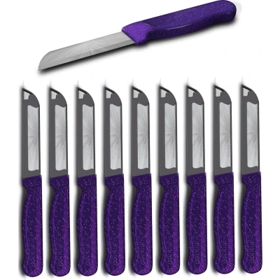 Afbeelding van Solingen Schilmesje Robuust Handvat RVS Glad 18.5 cm met &quot;Blade Cover&quot; Paars Glitter 10...