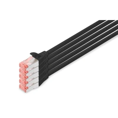 Image de DIGITUS Professional Cordon de raccordement RJ 45 (M) pour 10 m SFTP PiMF CAT 6 IEEE 802.3 sans halogène moulé crochet bloqué noir (pack 5)