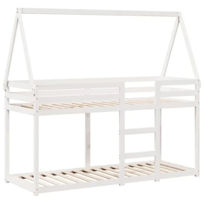 Afbeelding van vidaXL Stapelbed met dak massief grenenhout wit 75x190 cm