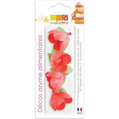 Afbeelding van Scrapcooking Wafer Decoration Red Rose &amp; Leaf Set/10