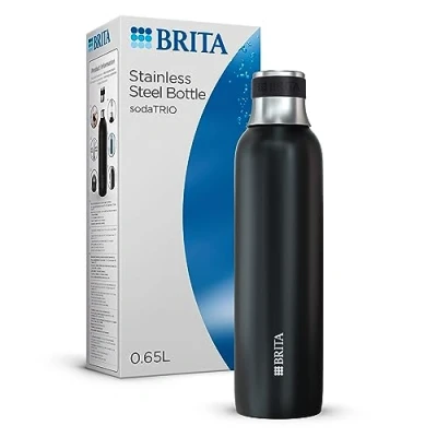 Afbeelding van BRITA SodaTRIO Roestvrijstalen fles Zwart Klein 1 Pack