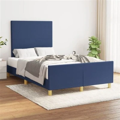 Afbeelding van vidaXL Bedframe met hoofdbord stof blauw 120x200 cm