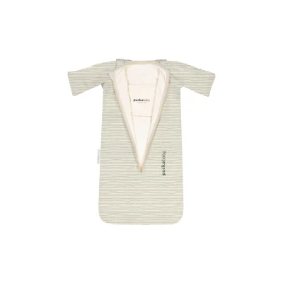 Afbeelding van Puckababy Newborn Slaapzak Baby (0 6m) Green Stripes Katoen TOG 0.5 Zomerslaapzak