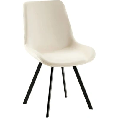 Afbeelding van CLP Lewes Eetkamerstoel Met rugleuning houten poten Velvet creme
