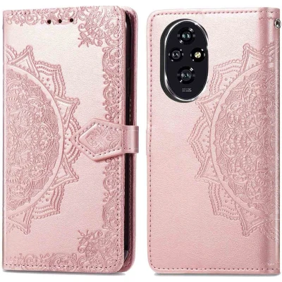 Afbeelding van imoshion Hoesje Geschikt voor Honor 200 Met Pasjeshouder Mandala Bookcase Rosé Goud