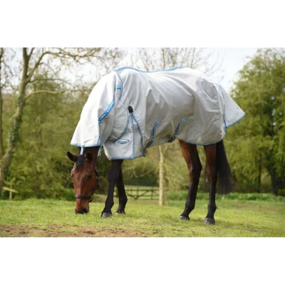 Afbeelding van Weatherbeeta Vliegendeken Comfitec Hexi Shield Combo Neck Silver/Teal Blue 135/185