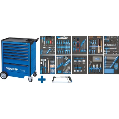 Afbeelding van GEDORE 2005 TS 308 gereedschapswagen blauw met 7 laden gevuld delig 2980304