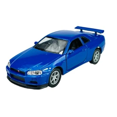 Afbeelding van Welly Nissan Skyline R34 GT R blauw 1998 2002 1/34 1/39 metaal metalen automodel