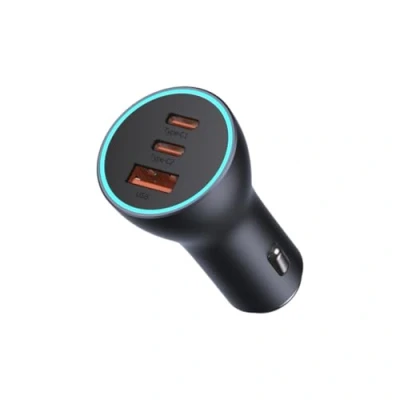 Afbeelding van Baseus Autolader Oplader USB C &amp; 3x Snellader Grey 65W [Triple Fast Car Charger]