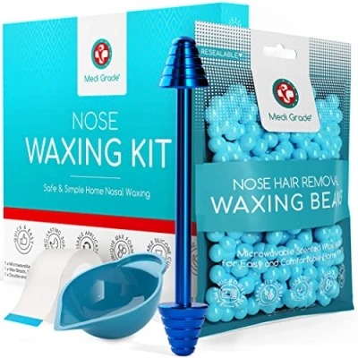 Afbeelding van Neuswax Kit 100g Veilig en Eenvoudig Thuis Neus Waxen met Medi Grade Complete Wax Set Huidtape, Neuspincet, Kompresdoek, Harsbakje, Opbergtasje Neushaarverwijderaar Ontharingswax
