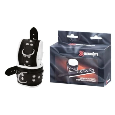 Afbeelding van XXDREAMSTOYS Boeien Leren Brede enkelboeien Zwart/Wit