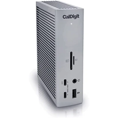 Afbeelding van CalDigit TS4 Thunderbolt 4 dockingstation 18 poorten, opladen 98 W, 3 x 40 GB/s, 5 USB A, C (10 GB/s), 2,5 GbE, enkele schermen 8K of Dual 6K 60Hz, Mac, PC, chroom,