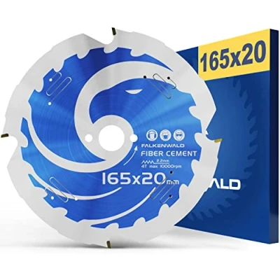 Afbeelding van FALKENWALD® Fiber cementzaagblad 165 x 20 4 diamanttanden, ideaal voor cementvezels, compatibel met Makita DHS680RTJ, SP 6000K1, Bosch GKT 55 GCE fercellijm