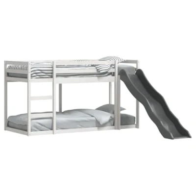 Afbeelding van vidaXL Stapelbed met glijbaan en ladder grenenhout wit 80x200 cm