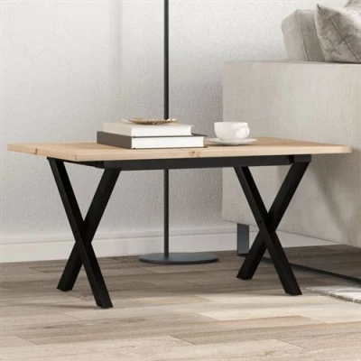 Afbeelding van vidaXL Salontafel X frame 80x50x40 cm massief grenenhout en gietijzer