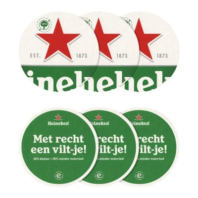 Afbeelding van Heineken Bierviltjes KLEIN 8cm Rond 4x Rollen a 100 Stuks / Ideaal Bierglas Onderzetter