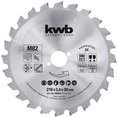 Afbeelding van kwb 588255 Cirkelzaagblad 216 x 30 mm 1 stuk(s)