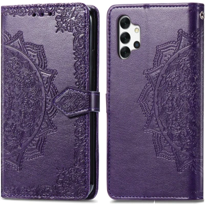 Afbeelding van iMoshion Hoesje Geschikt voor Samsung Galaxy A32 (4G) Met Pasjeshouder Mandala Bookcase Paars