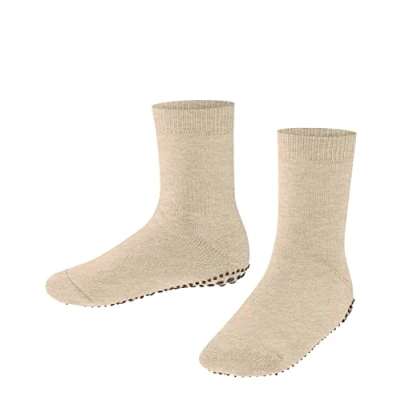 Image de FALKE Catspads K HP coton laine picots sur la semelle 1 paire, Chaussettes Chaussons Mixte enfant, Beige (Sand Melange 4650), 23 26