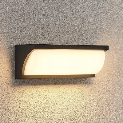 Afbeelding van Lucande LED wandlamp buiten 1licht Aluminium, polycarbonaat H: 8.2 cm antraciet, wit gesatineerd Inclusief lichtbron