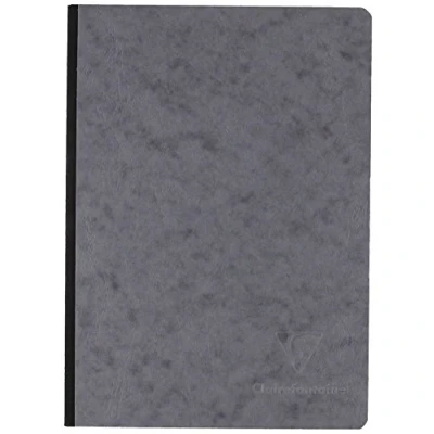 Afbeelding van Clairefontaine 795405C Collection Age Bag Notitieboek, genaaid, achterkant van canvas, Grijs, A5, 14,8 x 21cm, 192 pagina&#039;s wit papier 90g omslag met glanskaart, ledernerf