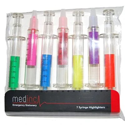 Afbeelding van Medinc 7 markeerstiften spuit in perfecte verpakking voor een arts, verpleegkundige of andere gezondheid, professionele
