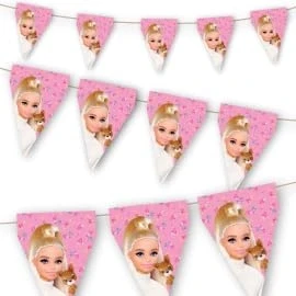 Afbeelding van BeenSmile, Barbie wimpel voor kinderen, decoratie kinderverjaardag, feestartikelen, feest en verjaardag, 1 stuk, 3 m