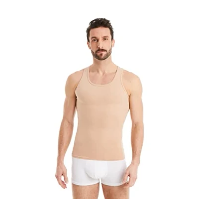 Afbeelding van FINN Buikverstevigend compressieshirt voor heren met buikcontrole Mouwloze buikverstevigende tanktop van katoen Shapewear een plattere buik, Huidkleur.