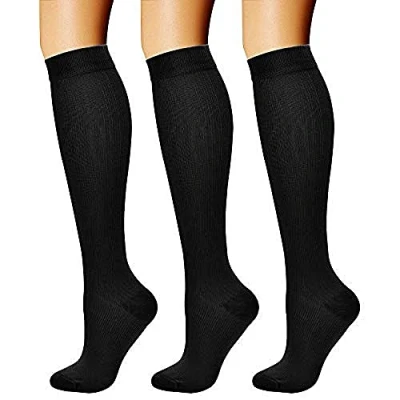 Afbeelding van feifanshop 3 paar compressiesokken voor dames en heren EU 35 39, zwart.