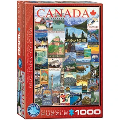 Afbeelding van Eurographics Travel Canada Vintage Posters Puzzel voor kinderen, Maat: One Size, Multicoloured