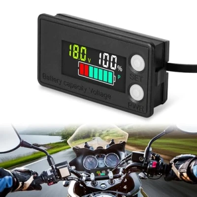 Afbeelding van mizikuu Voltmeter Batterijcapaciteitsmonitor, 12 V batterijcapaciteit spanningsmeter waterdichte batterijcontroller IPX7 spanningsindicator voor auto&#039;s, boten, campers