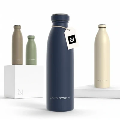 Afbeelding van LARS NYSØM &#039;Ren&#039; Roestvrijstalen drinkfles 500ml BPA vrij geïsoleerde waterfles 0,5 Liter Navy