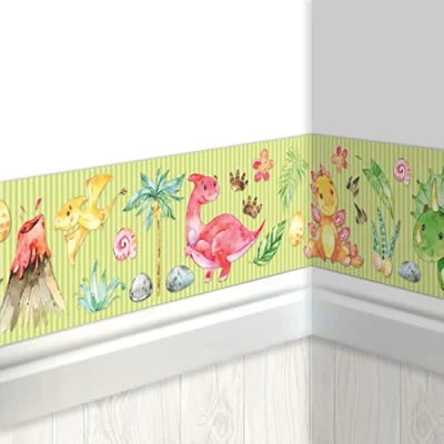 Afbeelding van Papierdrachen Set van 4 frises voor kinderen, dinosaurus, fries kinderkamer, wanddecoratie jongens en meisjes