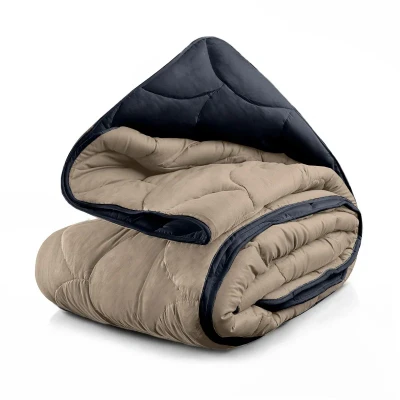 Afbeelding van Lazy Dekbed &amp; Dekbedovertrek In 1 Double Face Effen 140x200 Cm Antraciet Taupe Warmteklasse 2 Winter Sleeptime Discounter.nl