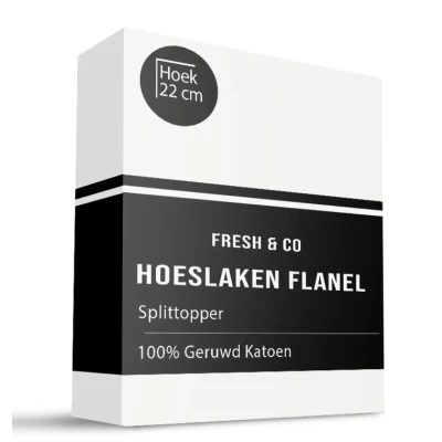 Afbeelding van Flanel Splittopper Hoeslaken 200 x 210/220 cm Truffel Koopjedeal.nl Altijd de beste deal