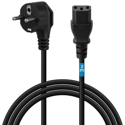 Afbeelding van Waytex 51103 netsnoer, 2 polig + aarding, CEE7/7/IEC C13, 3 m, zwart