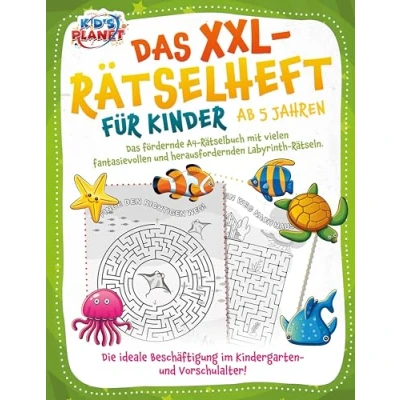 Afbeelding van Das XXL Rätselheft für Kinder ab 5 Jahren: fördernde A4 Rätselbuch mit fantasievollen und herausfordernden Labyrinth Rätseln. Die ideale Beschäftigung im Kindergarten Vorschulalter!