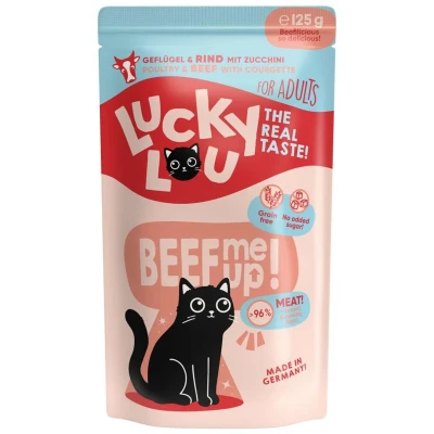 Afbeelding van 16x 125g Lucky Lou Adult Gevogelte &amp; rundvlees nat kattenvoer