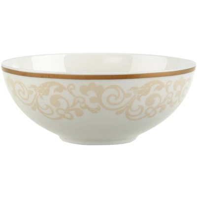 Afbeelding van Villeroy &amp; Boch eetschaal Rond Geelkoper, Wit