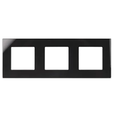 Afbeelding van Maclean 3 voudig glazen frame voor contactdoos Modulaire wandcontactdoos inbouw (3 glasframe wandcontactdoos, zwart)