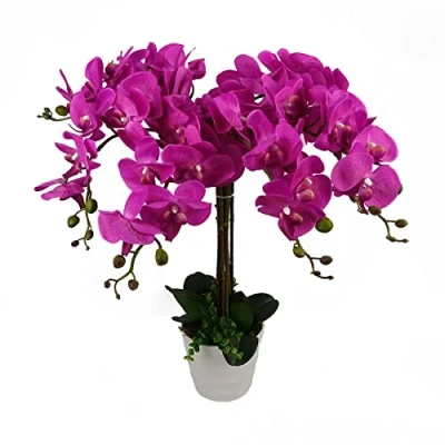 Afbeelding van Leaf Design UK Realistische kunstmatige orchidee in pot, 85 cm, donkerroze