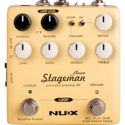 Afbeelding van Nuxpedals Stageman Floor, akoestische voorversterker, voor gitaar, EQ, Looper