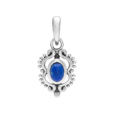 Afbeelding van Zilveren hanger, sierlijk met lapis steen