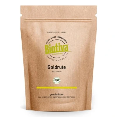 Afbeelding van Biotiva Biologische guldenroede thee 100 g gesneden Gouden ruiten Solidago hengelthee gebotteld en gecontroleerd in Duitsland (DE ÖKO 005)