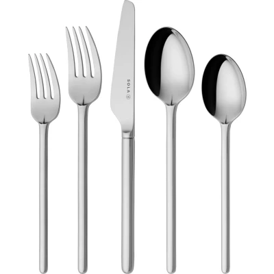 Afbeelding van Sola Bestekset New Dutch 8 Persoons Signature 70 delig Vaatwasserbestendig Zilverwit Edelstaal 18/10 RVS Zilver
