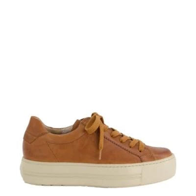 Afbeelding van Paul Green Sneakers laag, Dames, Maat: 35.5, Cognac Kalfsleer