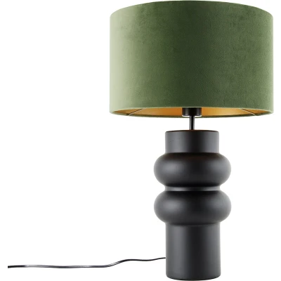 Afbeelding van QAZQA alisia Design Tafellamp met kap 1 lichts H 60 cm Zwart Goud Woonkamer Slaapkamer Keuken