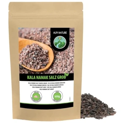Image de Alpi Nature Sel Kala Namak Gros 500g, Gemme Naturel Noir pour la Cuisine